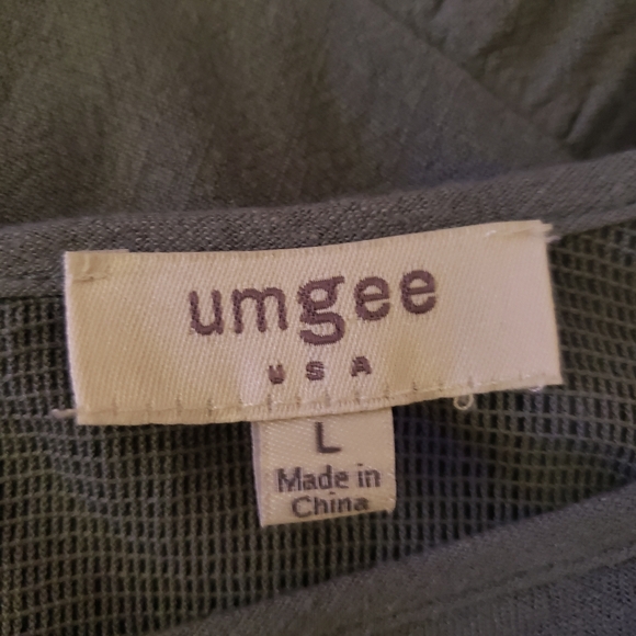 Umgee Linen Blend Ruffle Tiered Fray Hem S/ Sleeve Babydoll Dress USA Large - Picture 9 of 10